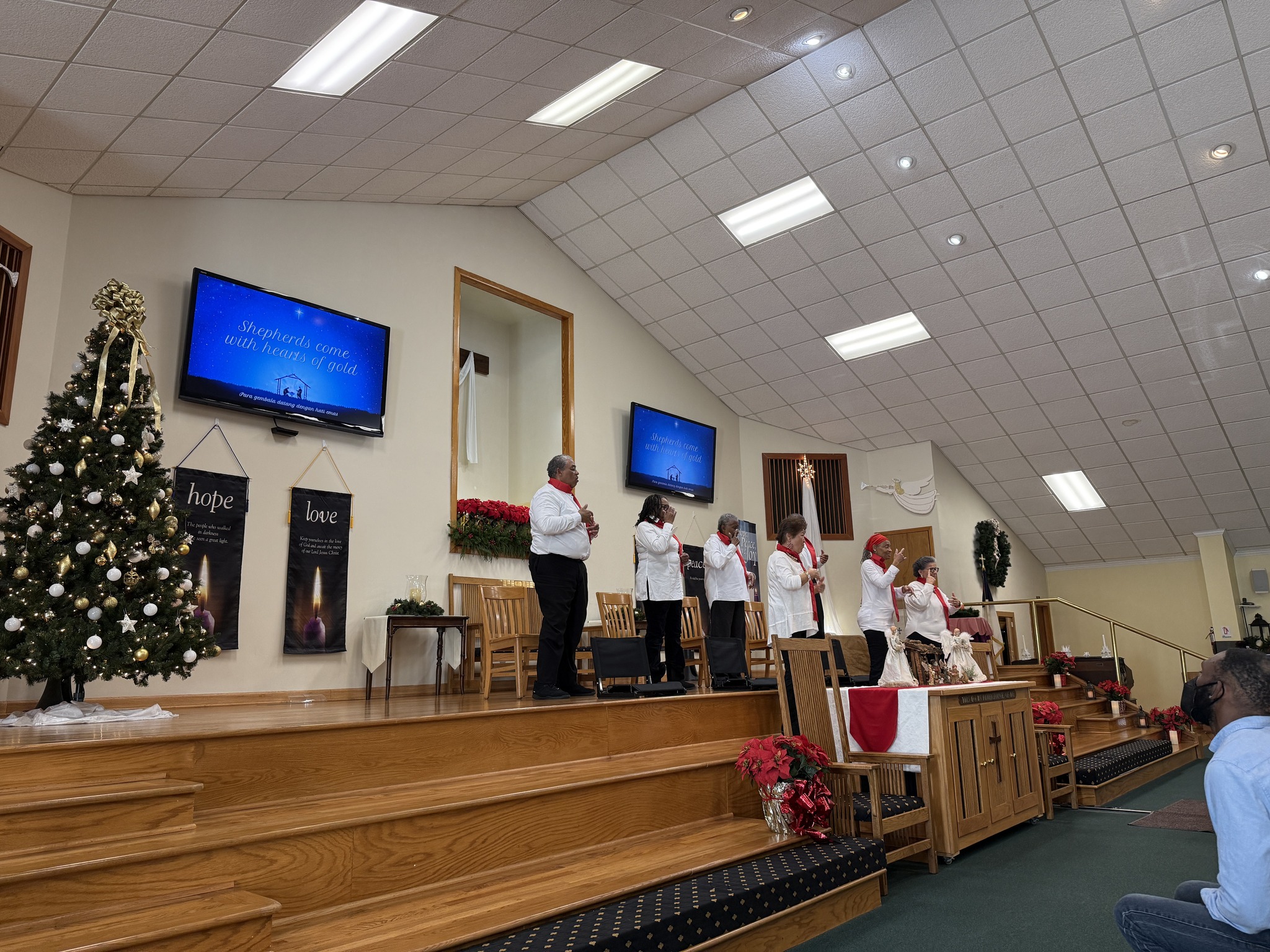 Seasonal choir presentation during a special worship event
